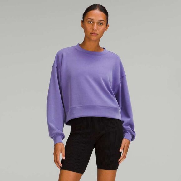 Lululemon Perfectly Oversized Cropped Crew Sweatshirt SoftStreme Charged Indigo2 - Picture 1 of 3